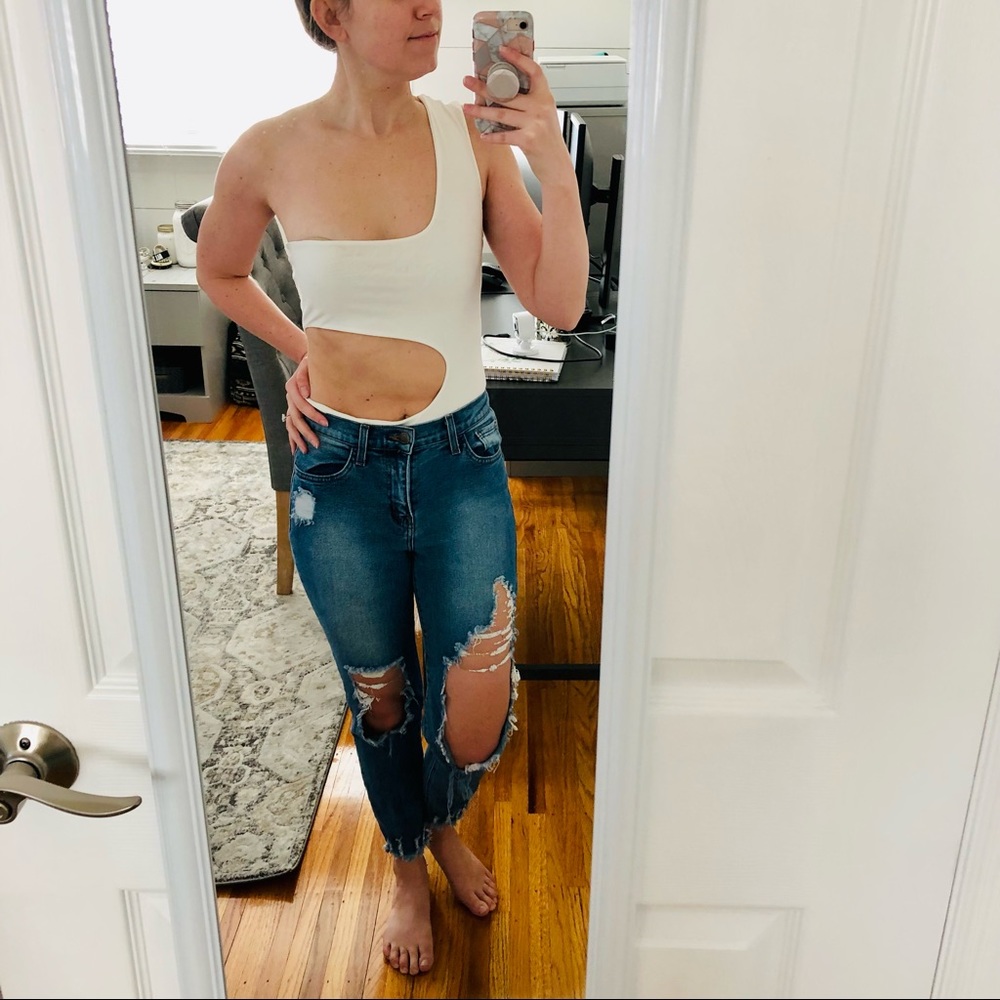 PrettyLittleThing White Cutout Bodysuit